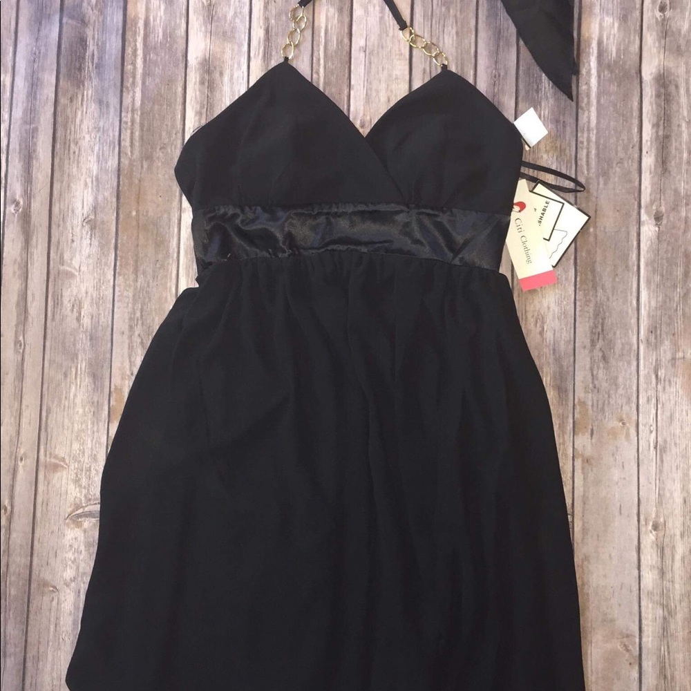 Black halter top dress size 14 NWT